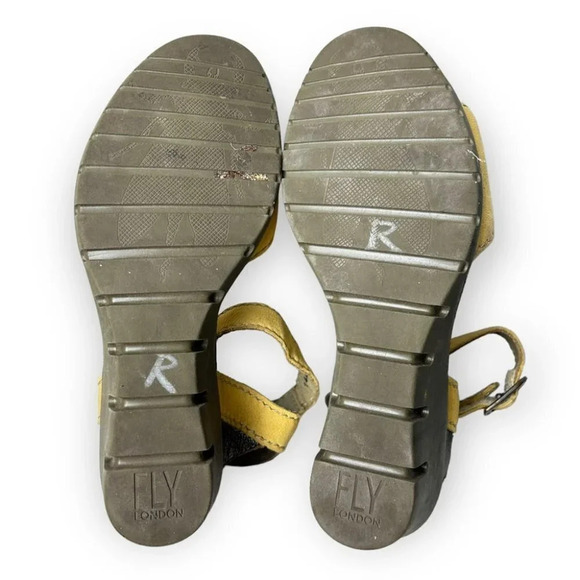 Fly London Imat Bumblebee/Bronze Wedge Sandals 36 - Picture 10 of 12